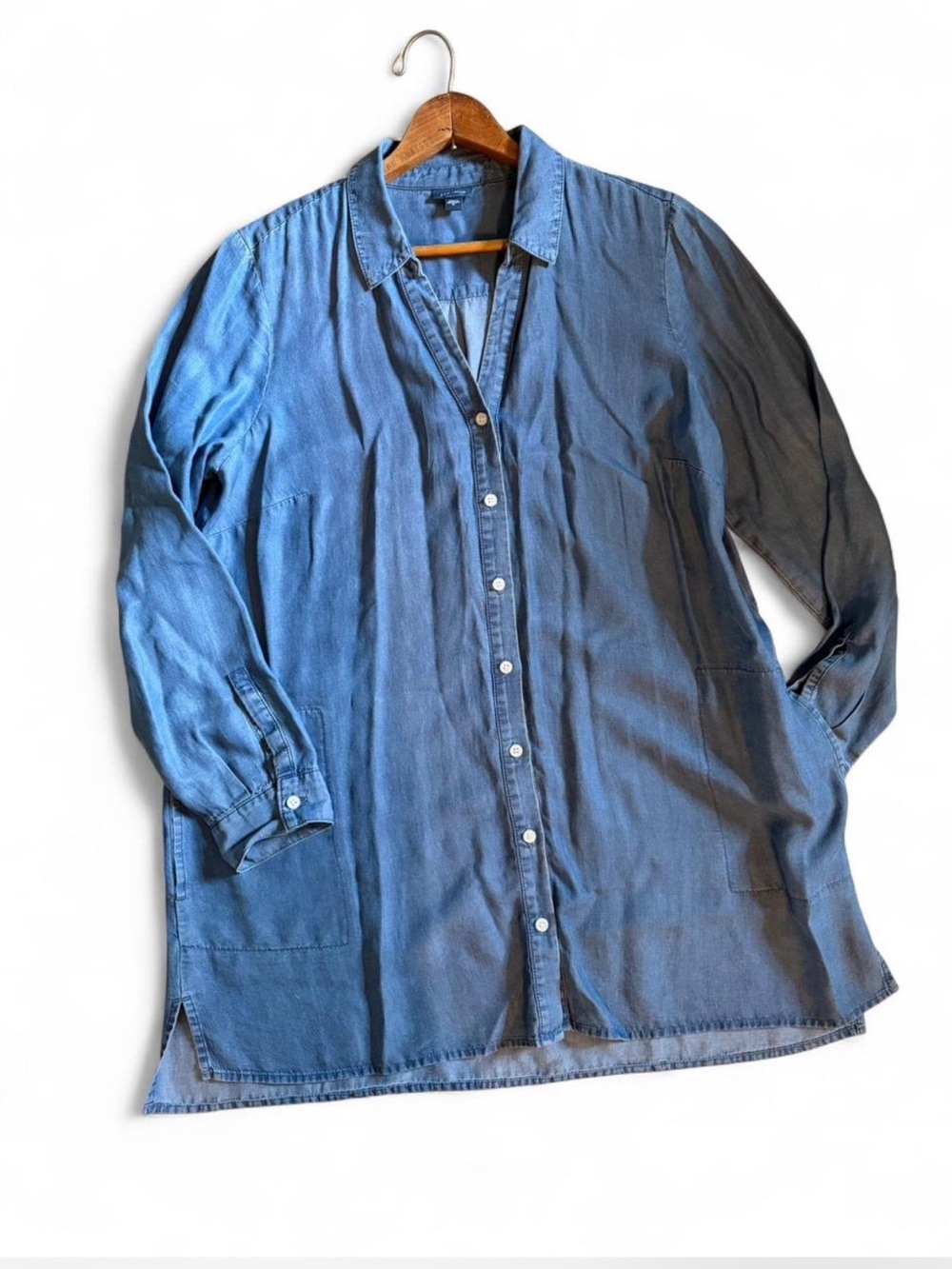 J. Jill Blue Denim-Style Button-Front Tunic
